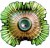 Green STIPPLED RAYS Bowl with tight crimp edge